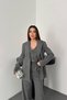 Gray Striped Jacket & Vest and Pants Set - 3