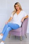 New Season V-Neck Zipper Detailed Cotton Plus Size Blouse - 7