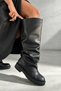 Daniella Black Leather Extra-Wide Women's Ankle Boots - 5