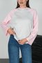 Women's Long-Sleeved Crew-Neck Paneled Casual Sweatshirt with Ribbing - 6