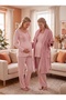 New Season Pink Shawl Collar Fleece Winter Robe, Nursing-Friendly Design, Long-Sleeved Maternity and Postpartum Robe and Pajama Set - 7