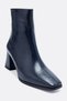 ARVEN Navy Leather Women's Block Heel Boots - 6