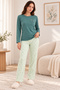 Women's Premium Modal Jersey Pajama Set—100% Cotton, Soft-Textured, Long-Sleeved, Printed Pattern, Top and Bottom Set, 2-Piece Set - 2