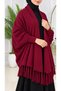 Women's Fringed-Hem, Ribbed-Sleeve, Loose-Fit Knit Poncho, One Size Fits All - 3