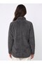 Anthracite Half-Zip Plush Sweatshirt, Mock Neck, Slit - 3