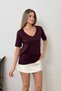 Women's V-Neck Modal Fabric Basic T-Shirt, Plum - MS0001587