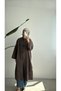 CHINESE-STYLE BUTTONED LINEN COAT - COFFEE - 4