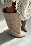 Bonitta Beige Suede Loose Fit Women's Mini-Heel Boots - 3