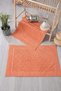 Set of 2 Foot Towels - 100% Cotton - Damask-Patterned Towel Set - 50x70 cm - Terracotta Color