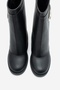 YALE Black Leather Buckled Women's Thick Heel Boots - 4