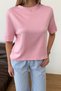 Women's Crew Neck Regular Fit Basic T-Shirt, Pink - MS0001353 - 2