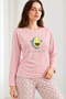 Women's Premium Modal Jersey Pajama Set—100% Cotton, Soft-Textured, Long-Sleeved, Printed Pattern, Top and Bottom Set, 2-Piece Set - 4