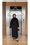VELVET-COLLARED TRENCH COAT - BLACK - 6