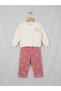 100% Cotton, THREE-STRAND BOW-PRINT STYLISH WINTER TWO-PIECE SET, Sizes 2Y, 5Y, Girls' Ecru - 2