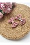Lace trimmed velvet bow hair clip set of 2, powder pink. - 2