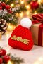 5 Red Mini Knitted "Love" New Year's Santa Hats—New Year's Decorations - 2