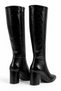 Culina Women's Black Pointed Toe Thick Heel Side-Zip Closure Knee-High Leather Boots, 7.5 cm Heel - 4