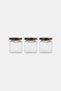 3 Pcs Glass Canisters With Acacia Lids, Transparent