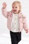 Girl's 3-Piece Outfit Set: Jacket with Tulip Detail, Hooded Jacket, Muslin Shirt, and Black Jeans—Festive Outfit Set for 6–24 Months - 4