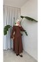 ASYMMETRICAL-CUT COTTON-LINEN SET - BROWN - 3