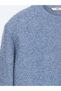 Light Blue Crew Neck Micro-Wool Blend Knit Sweater - 2