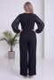 Women's Plus Size Chiffon-Sleeve V-Neck Woven Jumpsuit with Gold Accents, Black, Brown - 7