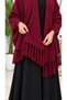 Women's Fringed-Hem, Ribbed-Sleeve, Loose-Fit Knit Poncho, One Size Fits All - 8