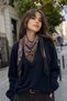 100% Cotton Colorful Ethnic Patterned Etro Shoulder Scarf, 100x100 cm - 2