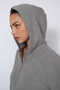 Soft-Textured Hooded and Zippered Cardigan, Gray - 3