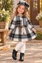 Girls' Plaid Dress Set with Hat, With Tie-Detail, Long-Sleeved Winter Dress (HAT INCLUDED)