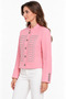 Women's Notched Collar Gold-Embellished Button-Front Stylish Short Blazer Jacket with Collar Detail - 2
