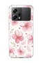Poco X5 Pro 5G Compatible Transparent Phone Case with Pink Cherry Blossom Print