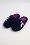 Women's Navy Blue House Slippers with Ribbon Accents—Plush, Comfortable Slippers for Everyday Wear - 3