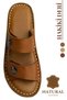 Genuine Leather Women's Slippers - Soft Thick Soled Genuine Leather Double Velcro Women's Slippers Tan - 6