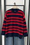 Women's Oversized Soft Knit Sweater with a Crew Neck and Fuzzy Collar - 3