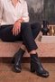 Imported Women's Satin-Textured Leather Platform Boots 0143-00 - 6