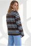 Women's Brown Striped Polo Collar Sweatshirt SWT-19000826 - 5