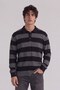 Thick striped long sleeve polo collar t-shirt - 6