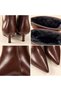 DERIN Women's Dark Brown Fur-Lined Pointed Toe Bootie with Seam Detail, 5 cm Stiletto Heel, Mid-Calf - 3