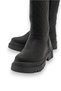 Black Quilted Patterned Boots, Suede, Round Toe - 3