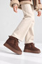 Women's Bitter Coffee Suede Winter Lace-Up Boot with Fur-Trimmed Lining, 5 cm Thick Sole TR04MK08D