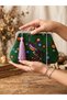 Lightweight Clutch Bag with a Vintage Ethnic Peacock Pattern, measuring 23x15 cm,