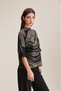Wave Pattern High Neck Knitted Blouse Grey & Black - 2