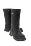 Black Quilted Patterned Boots, Suede, Round Toe