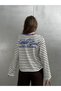 Women's Sunlit Soul Printed Black-and-White Striped Long-Sleeve Oversized T-Shirt - 6
