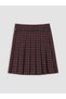 Vision New Season Burgundy Zipper-Front Belted Plaid Pleated Mini Skirt - 8