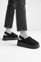 ZRT04MK06 Premium Warm-Lined Plush Slippers with Strap, 5 cm - Black Suede