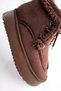 Women's Bitter Coffee Suede Winter Lace-Up Boot with Fur-Trimmed Lining, 5 cm Thick Sole TR04MK08D - 3