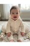 100% Cotton JACQUARD HOODED VELVET CARDIGAN 3 Months, 6 Months, 9 Months Cream Solid