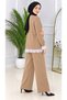 Women's Knit Set: Cardigan and Pants with Lace Embroidery on the Collar, Sleeves, and Hem, Featuring 7 Silver Buttons - 4